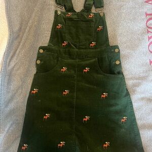 Kiel James Patrick Green and Red Overalls with Floral Embroidery